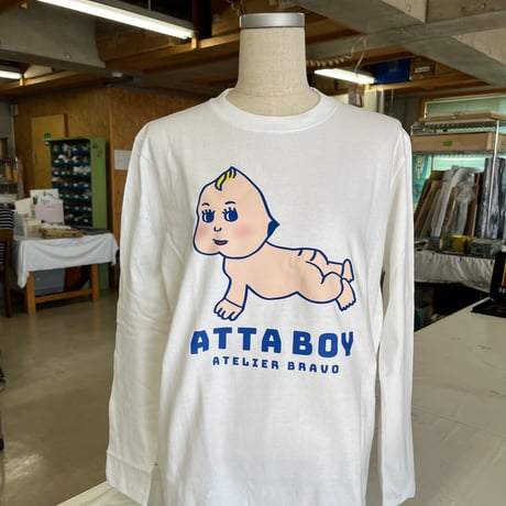 ATTABOY ロンT（白T×紺）