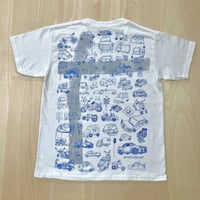 かかせて車TシャツKids（白T×青）