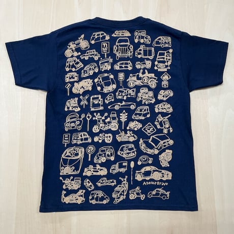 かかせて車TシャツKids（紺T×ベージュ）