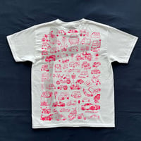 かかせて車Tシャツ（白T×濃ピンク）