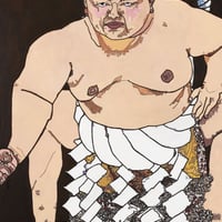 ポストカード-永年の苦労の末に努力と根性で勝ち取った誉高き力士