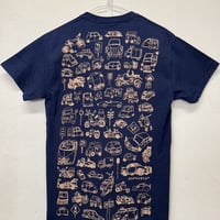 かかせて車Tシャツ（紺T×ベージュ）