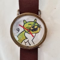 腕時計-あくびする猫