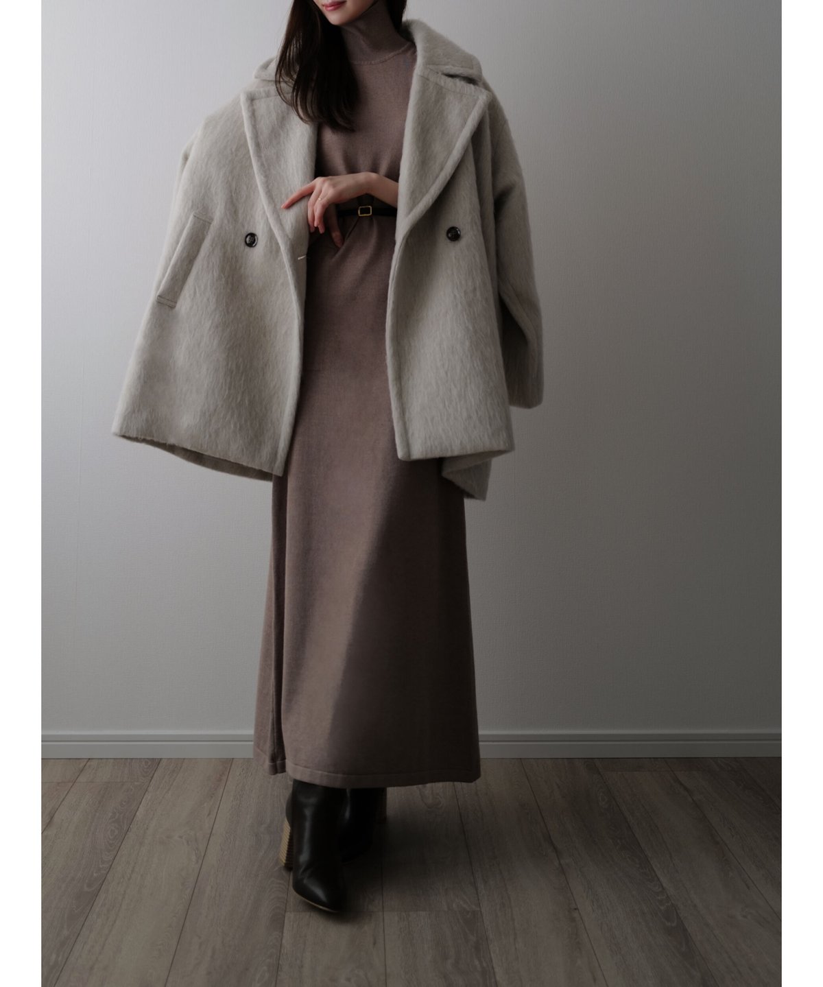 maison.celon shaggy tuck middle coat - ジャケット・アウター