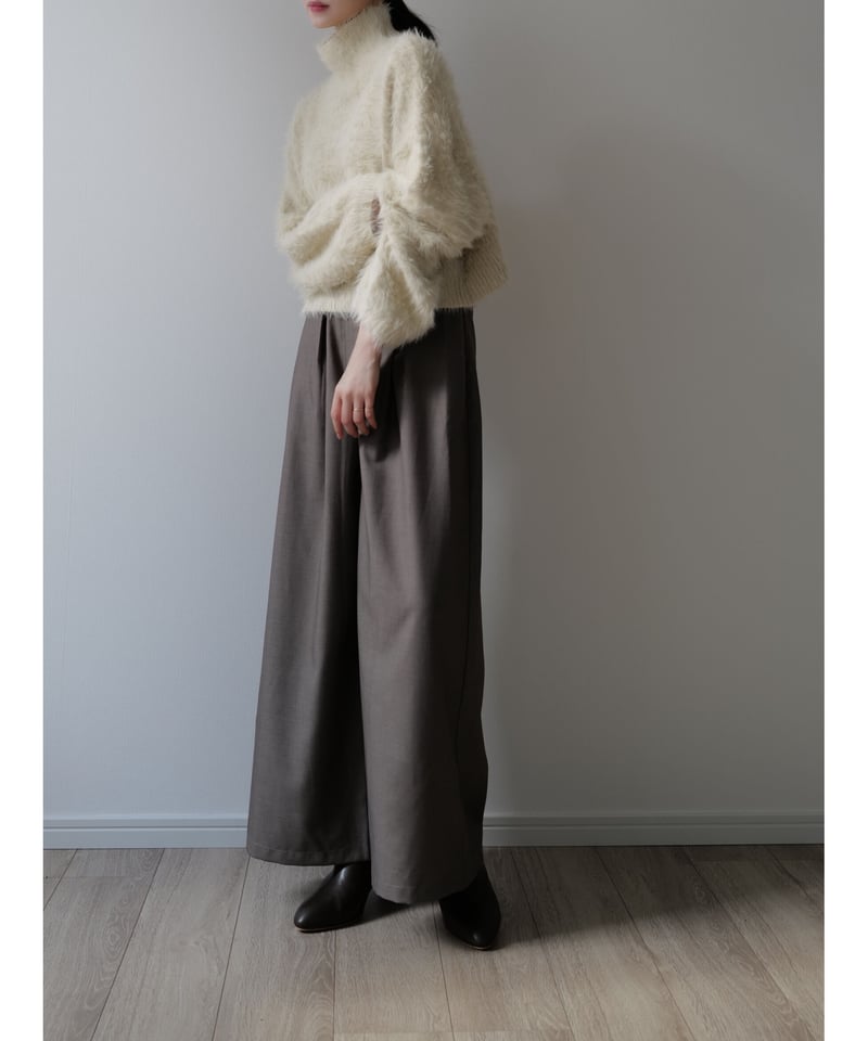 maison celon linen like tuck wide pants - カジュアルパンツ