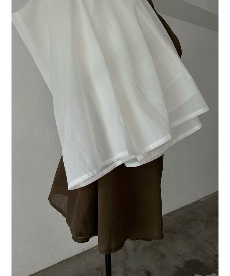 Linen Blend Tuck Flare Skirt