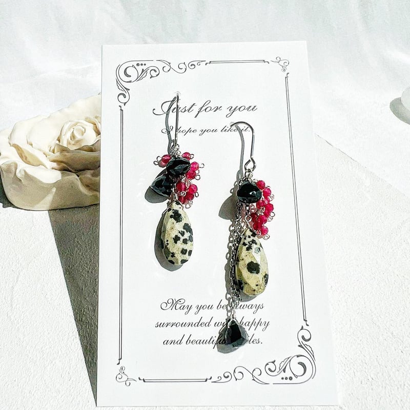ダルメシアンジャスパーピアス | Haming Rose