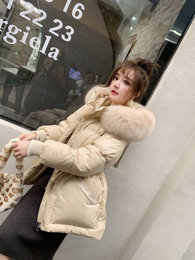 ファーフードダウンジャケット ファーフード付き中綿ジャケット