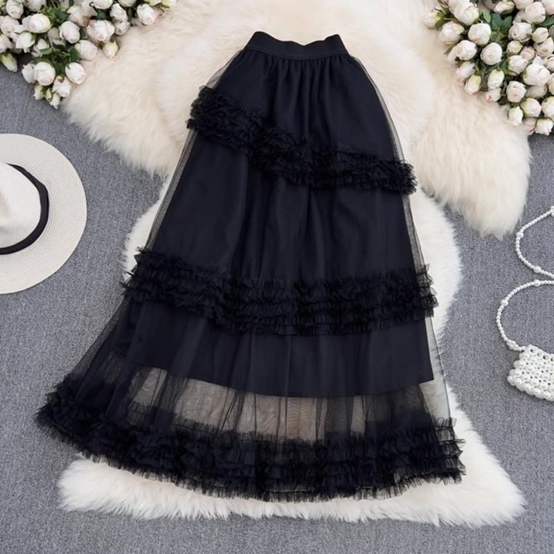 fekete フリルボリュームスカート FEKETE フリルボリュームスカート