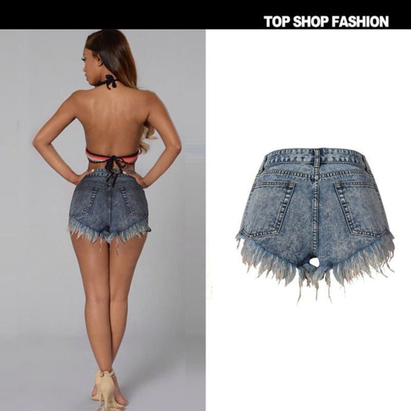 E3925◾️バルマン デニム ダメージ加工ホットパンツ ダメージデニムショートパンツ デニムショートパンツ デニム