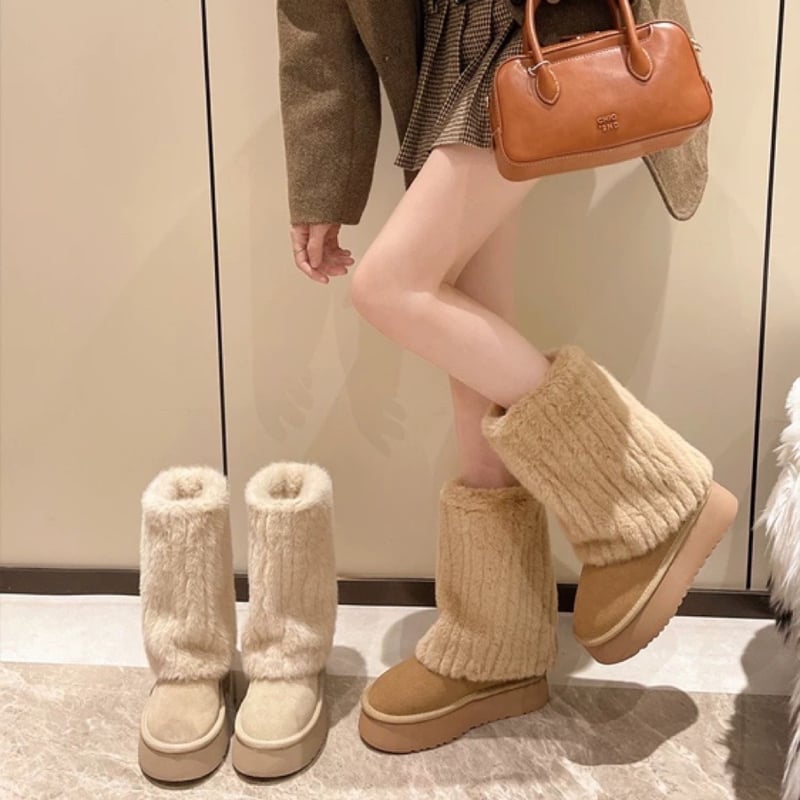 ファームートンブーツ ムートンブーツ 厚底 レディース 美脚 ブーツ 