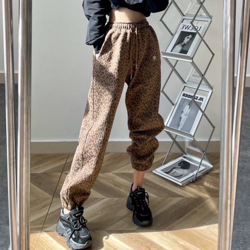 レオパード柄 スウェットパンツ カジュアルパンツ ヒョウ柄