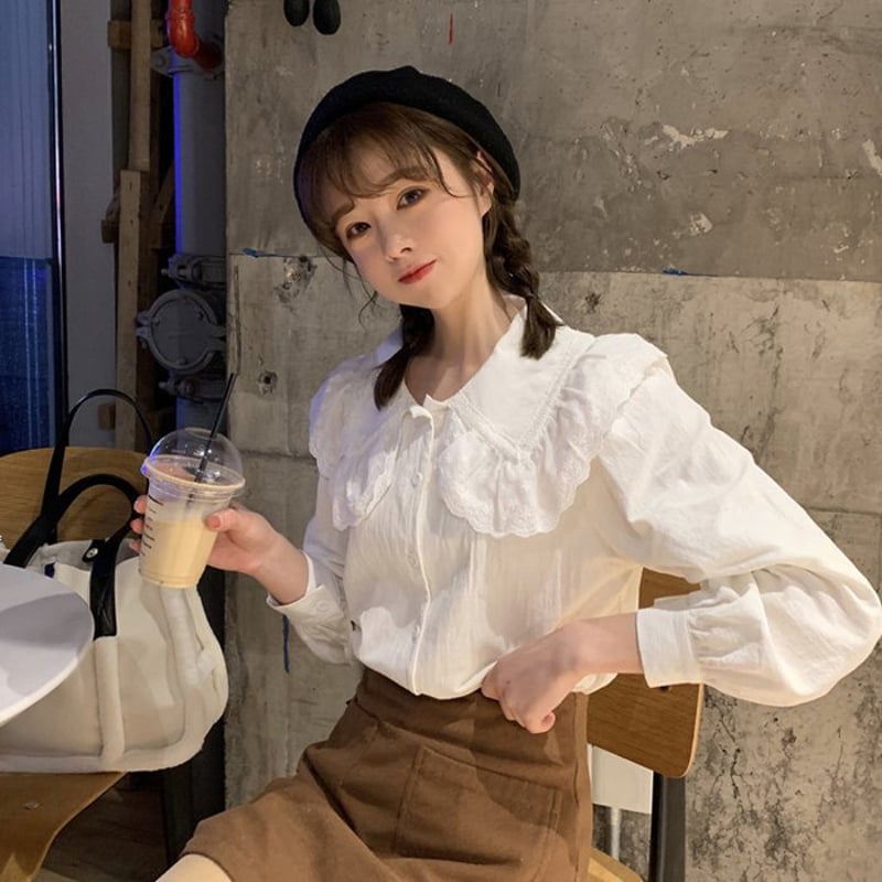 ク4 アンジェリックプリティ　スノードット　長袖ブラウス　白　ロリータ ク4 アンジェリックプリティ スノードット 長袖ブラウス 白 ロリータ