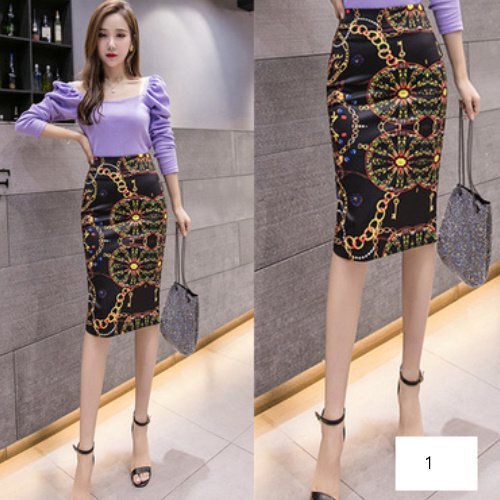 スカート タイトスカート 花柄 ハイウエスト ひざ丈 ☆A1130