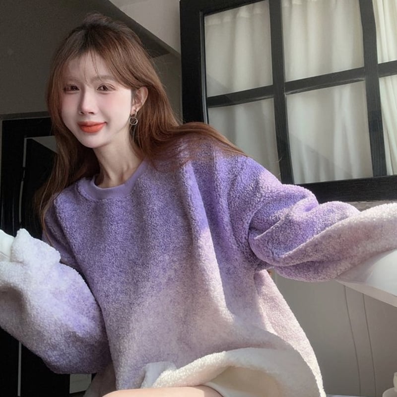 グラデーションボアニットセーター プルオーバー ニット セーター ボア