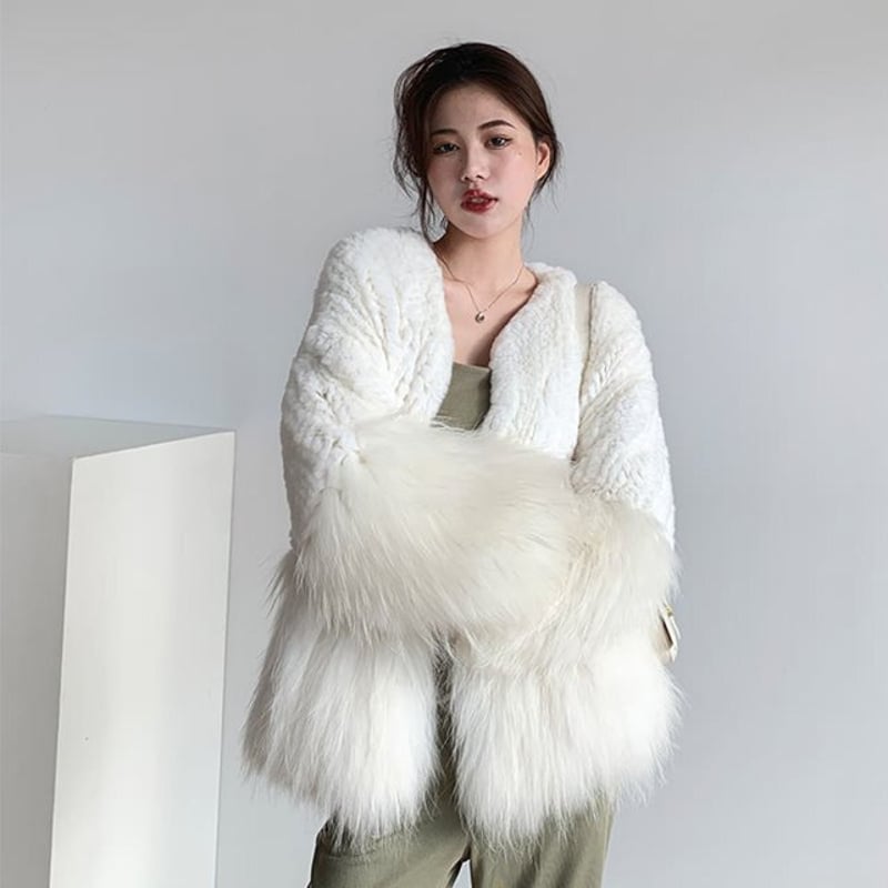 フェイクファーコート レイヤード風 フェミニン 韓国系3色 g1457 ファーステッチフェイクファーコート 異素材 ファーコート