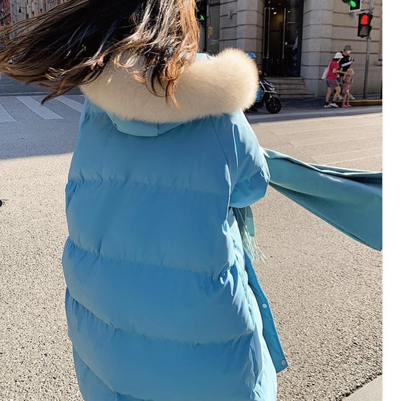 ファーフード付き ロングダウンジャケット ダウンコート ダウン