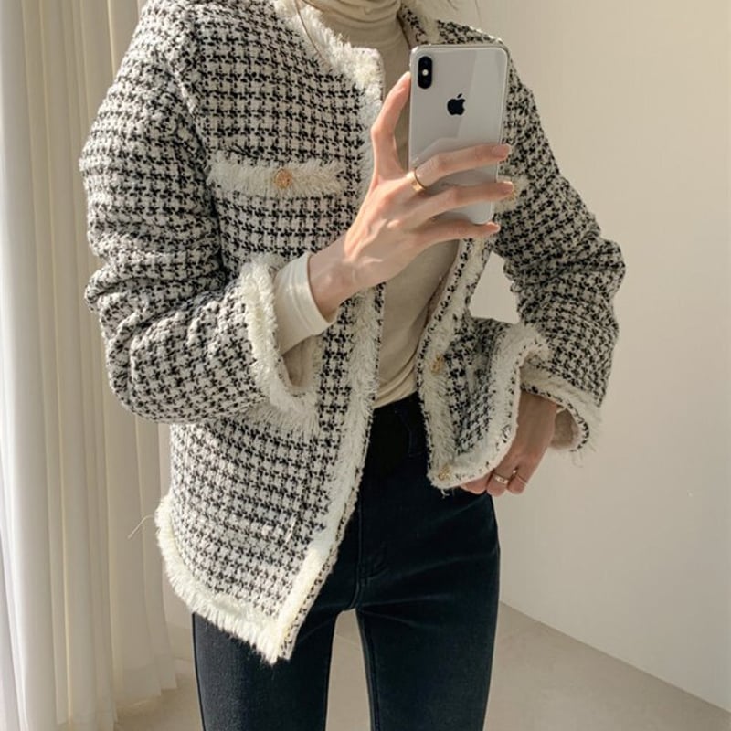 ❣️人気新作 新品♡ Alice+Olivia 千鳥格子ジャケット♡　309 千鳥格子ジャケット 裏ボア ジャケット レディース 入学式