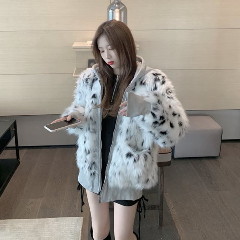 ヒステリックグラマー　ヒョウ柄フード付きファーコート ヒステリックグラマーヒョウ柄フード付きファーコート