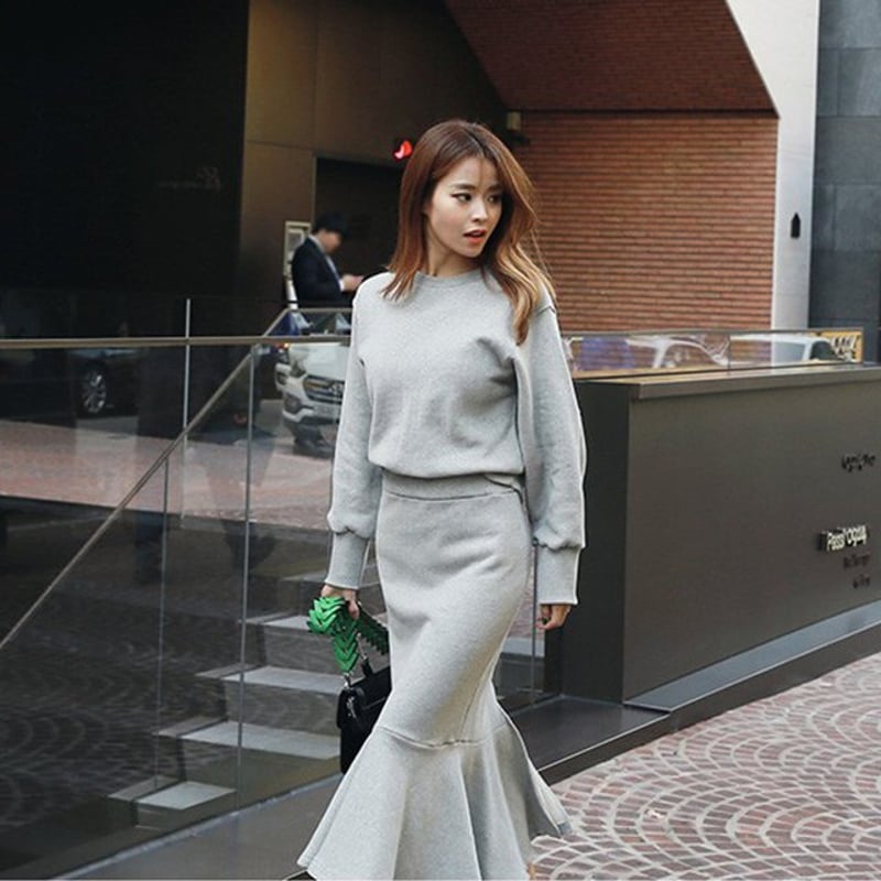 セットアップ】スウェット＋マーメイドスカート ニットアップ