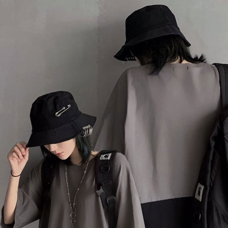 ピン付きバケットハット ユニセックス ハット バケットハット バケツ