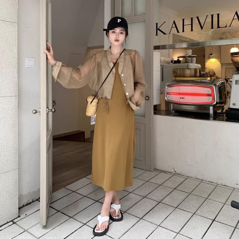 セット】キャミソールワンピース＋シアーシャツ セットアップ