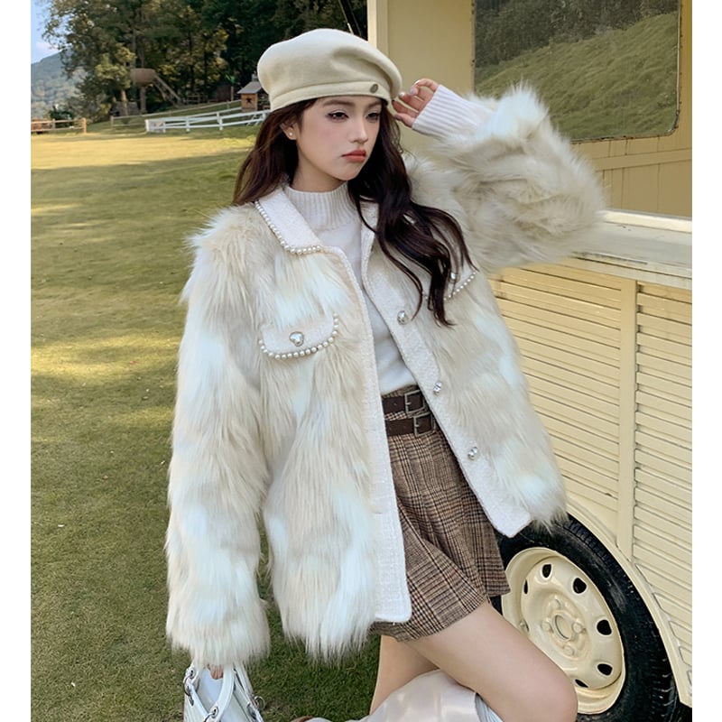 ツイードファージャケット ハートボタン ツイードジャケット 