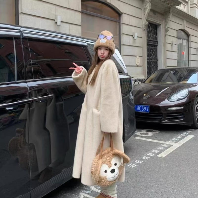 エコファーロングコート レディース ロング丈 もこもこ ロングコート