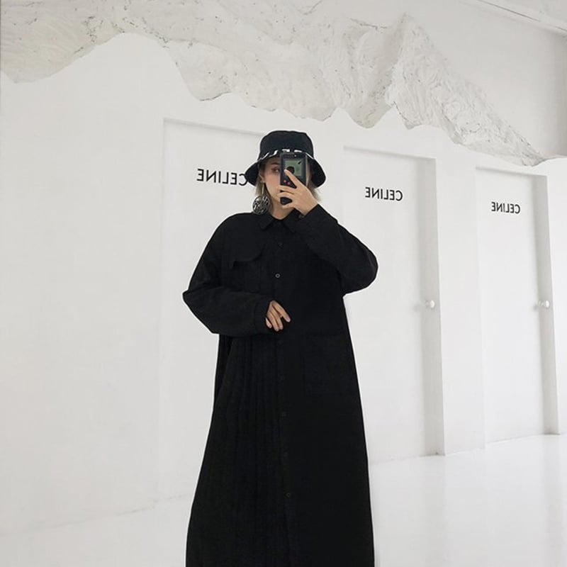 ユナイテッドトウキョウ　アシメ2枚襟　サイドプリーツ　ロングシャツワンピース UNITED TOKYO（ユナイテッドトウキョウ）の「アシメテーラー