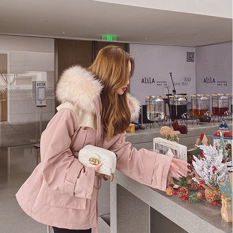 ビッグファー モッズコート コットンジャケット フード付き ジャケット