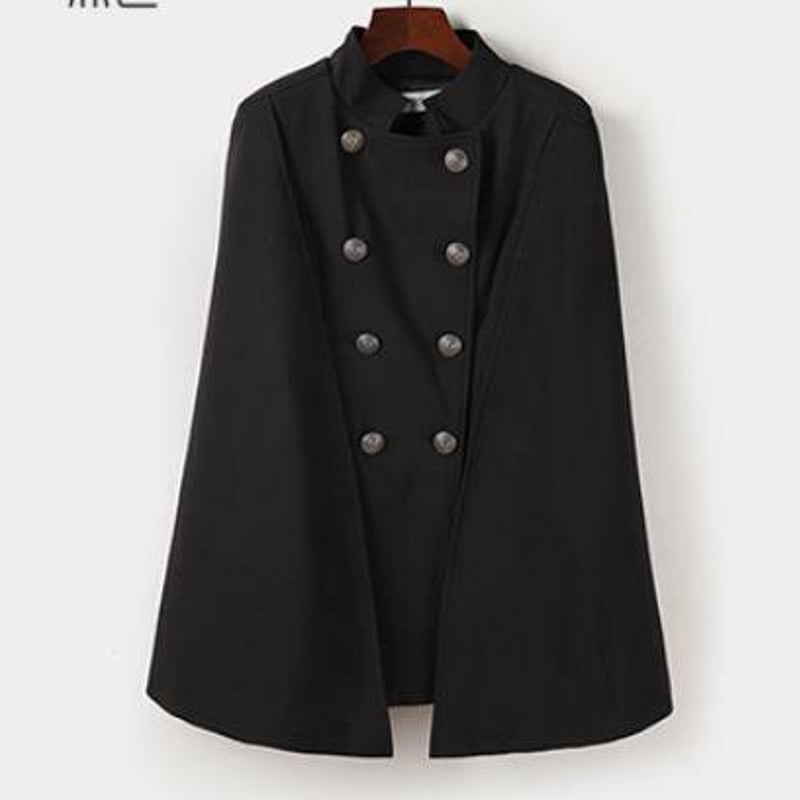 ケープ ポンチョ ミリタリー風 レディース コート 軍服風 ダブル ケープ ポンチョ ミリタリー風 レディース コート 軍服風 ダブル