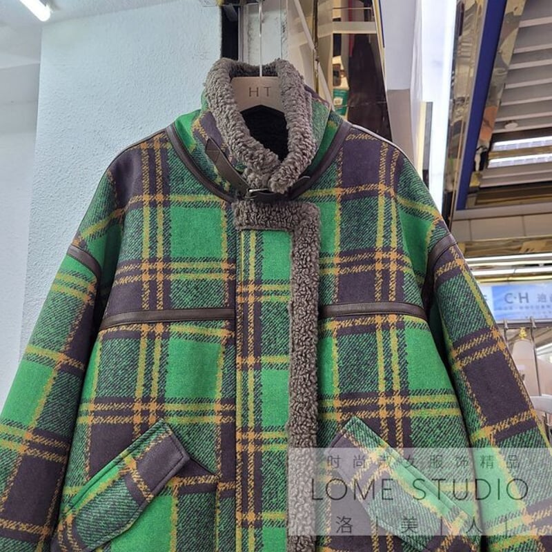 チェック柄 ボアウールジャケット ボアウールコート ジャケット コート