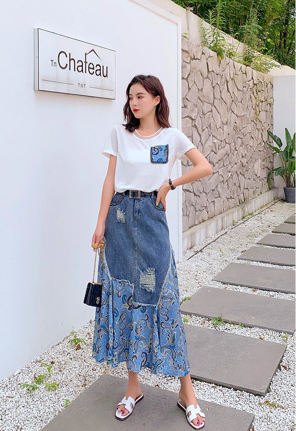 s/e/o 韓国ブランド　デニムスカート デニムスカート│1page｜通常価格とセール価格│A'GEM/9×.KOM