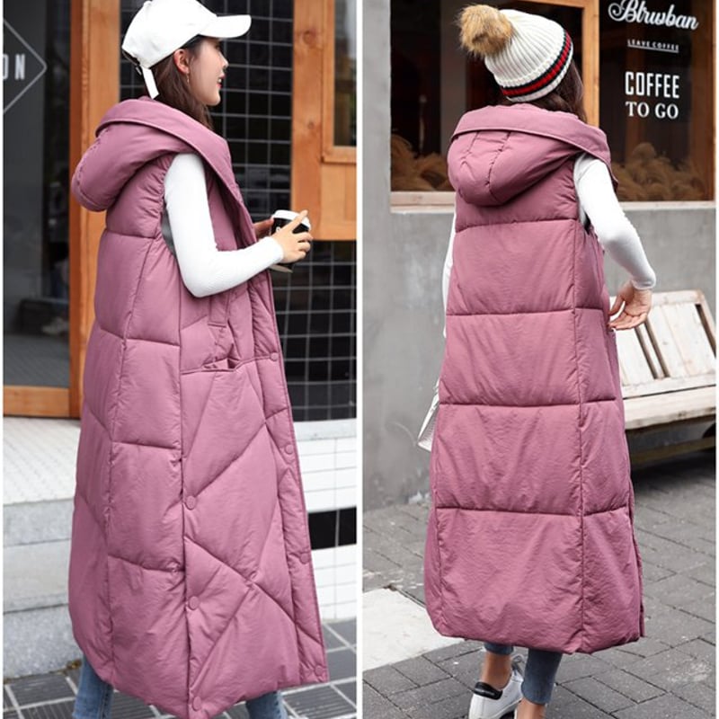 ロングダウンベスト ダウン ベスト ロング レディース モコモコ