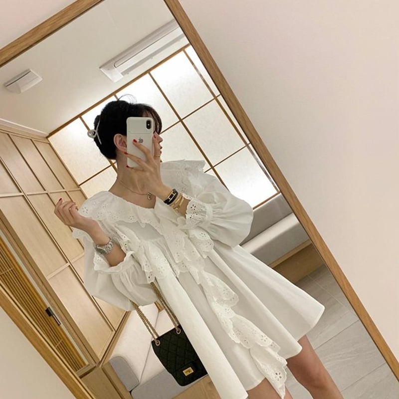 国内発送★Nobody's Child★Vネック フリル ミニワンピ Vネックフリルワンピース フリルワンピ ミニワンピース フリル