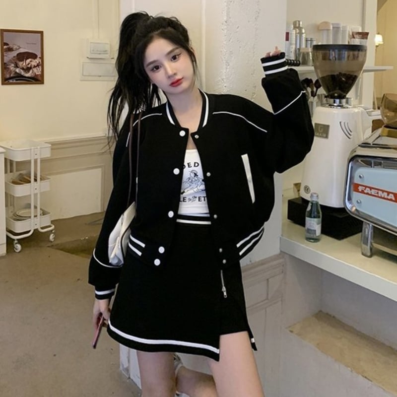 セットアップ】スタジャン＋ミニスカート ブルゾン スカート