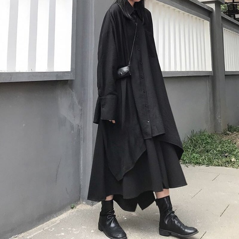 セットアップ】アシメントリーシャツ＋スカート モード系 サブカル 
