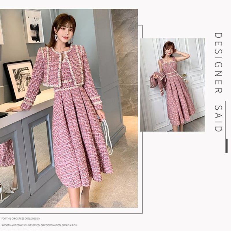 セットアップ】ツイードワンピース＋ツイードジャケット ワンピース