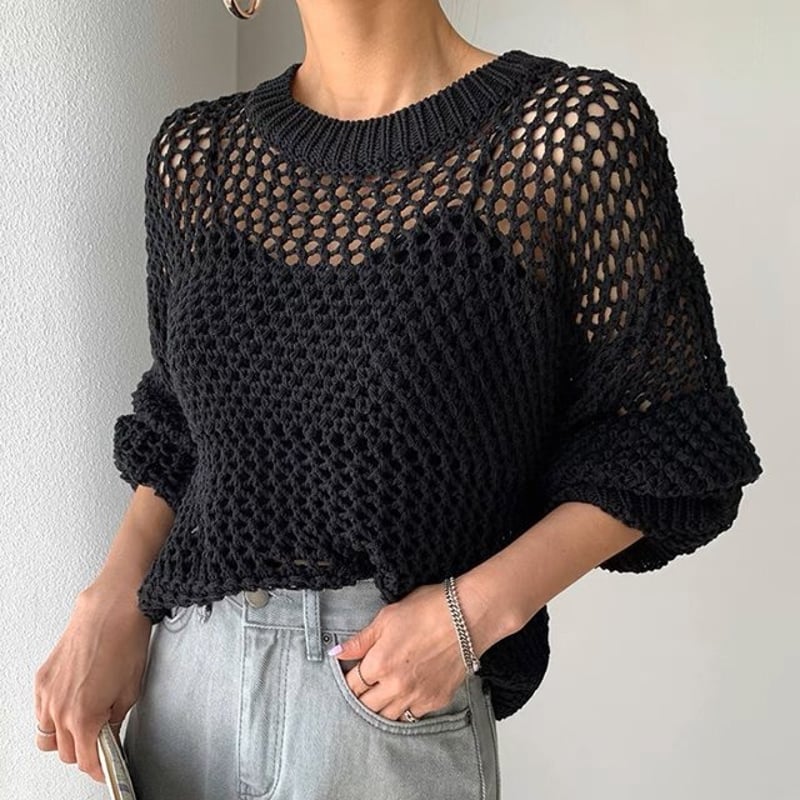 メッシュ ニット トップス レディース 春 長袖 メッシュニット