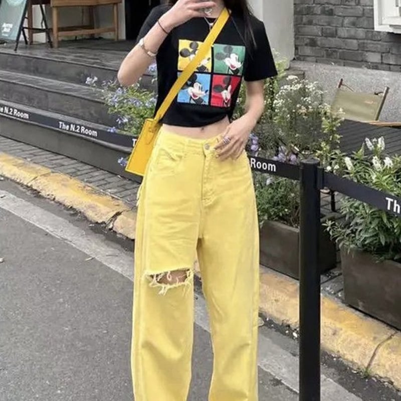 イエローダメージジーンズ イエロー ダメージジーンズ ジーンズ デニム 