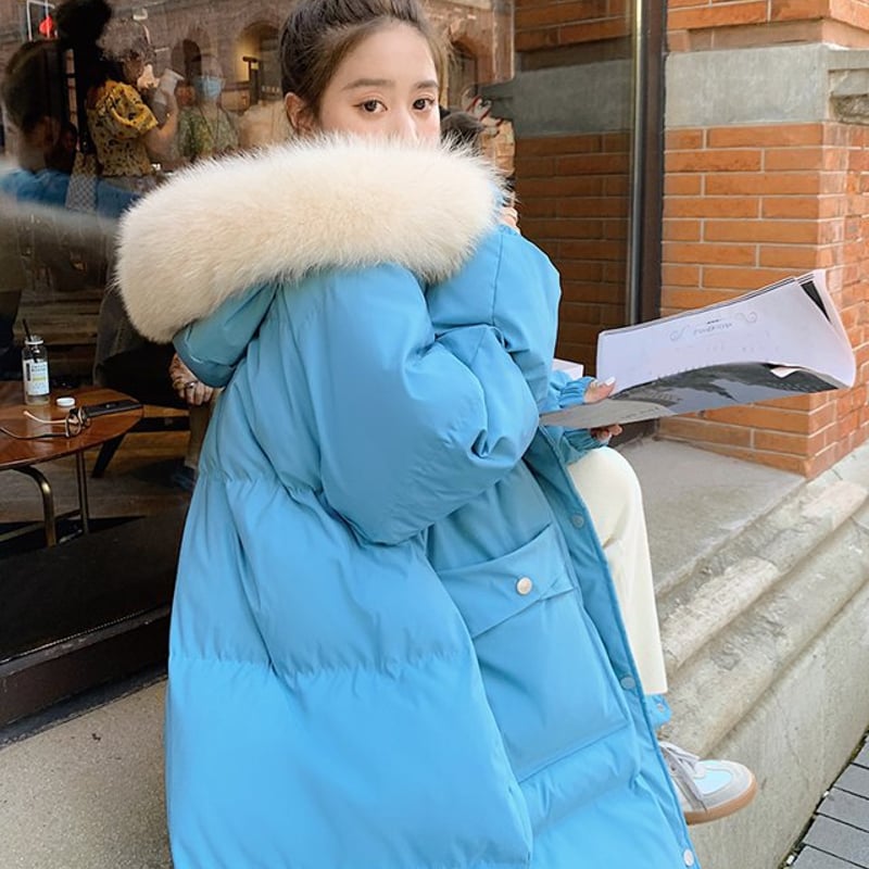 ファーフード付き ロングダウンジャケット ダウンコート ダウン