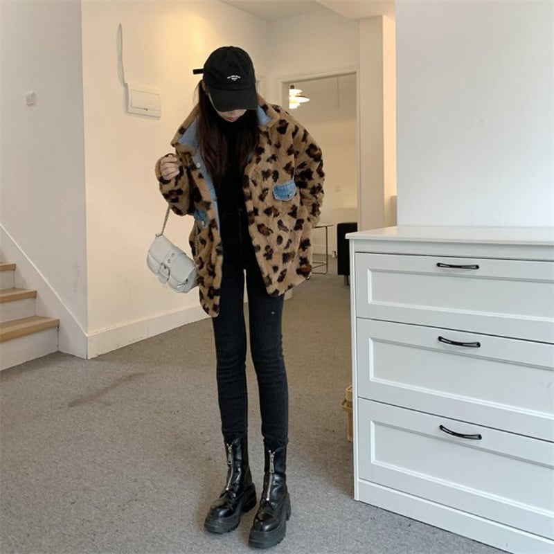 激かわ♡ヒョウ柄デニムジャケット 大きいサイズあり】レオパード柄 デニムジャケット アウター