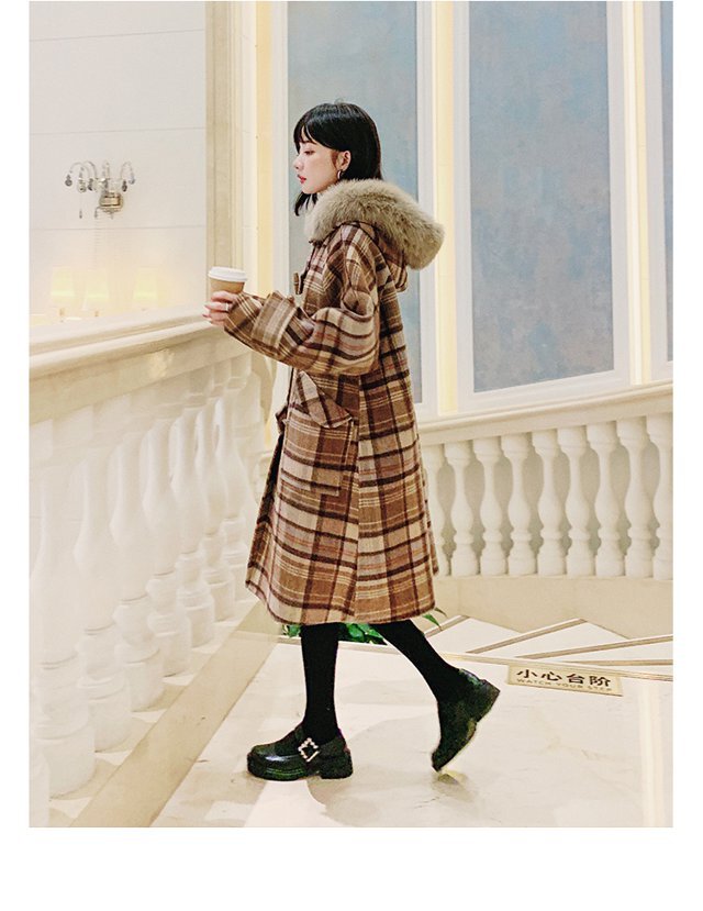 ＊美品＊t.b ♡チェック柄コート　ウールコート フード付き チェック柄 ウールコート ジャケット コート アウター 秋冬