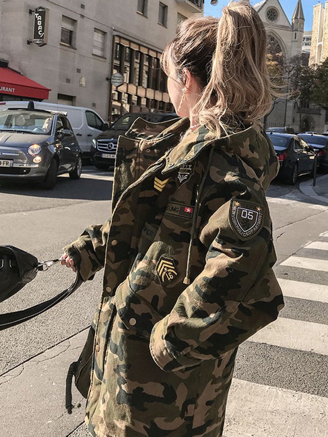 迷彩中綿入りジャケット フード モッズコート ジャケット コート