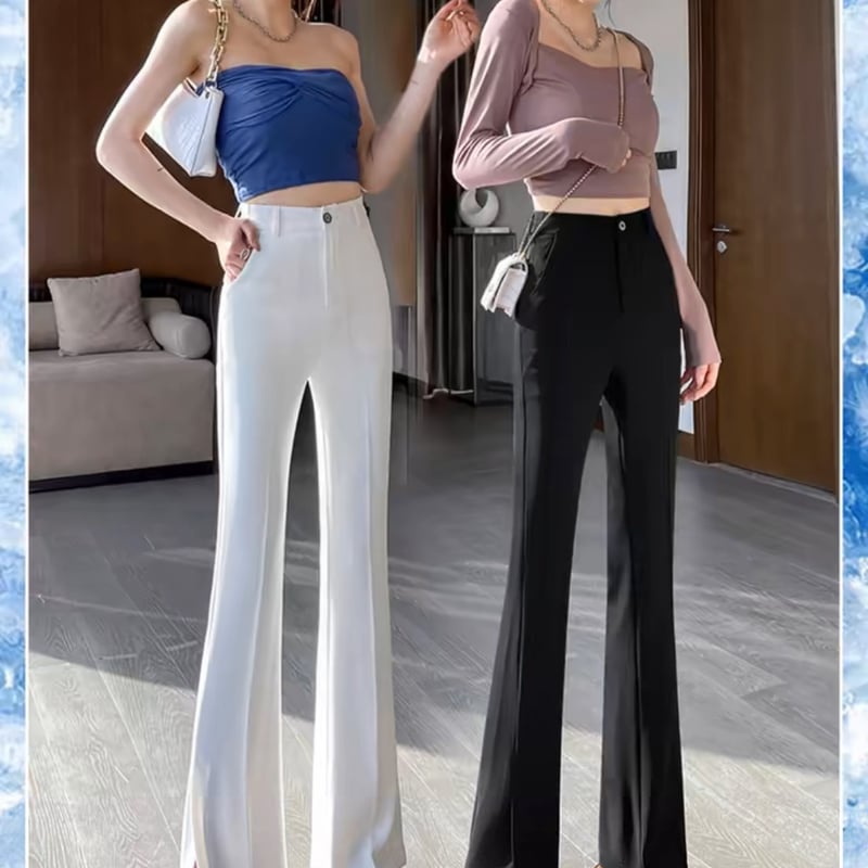 ハイウエストフレアパンツ フレアパンツ スリット入り ハイ