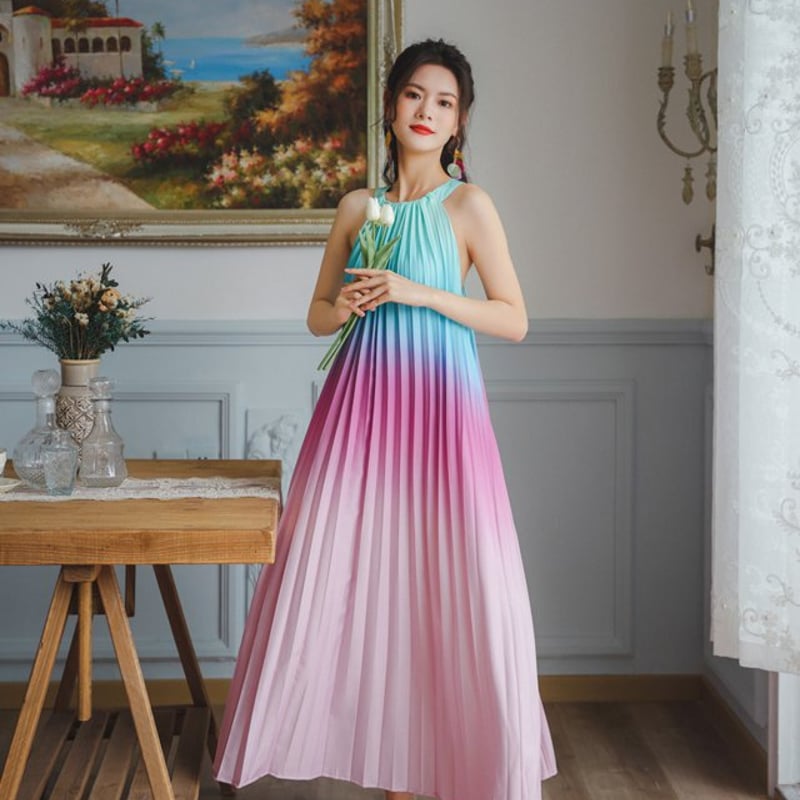 グラデーションビーチドレス ビーチワンピース サマーワンピ