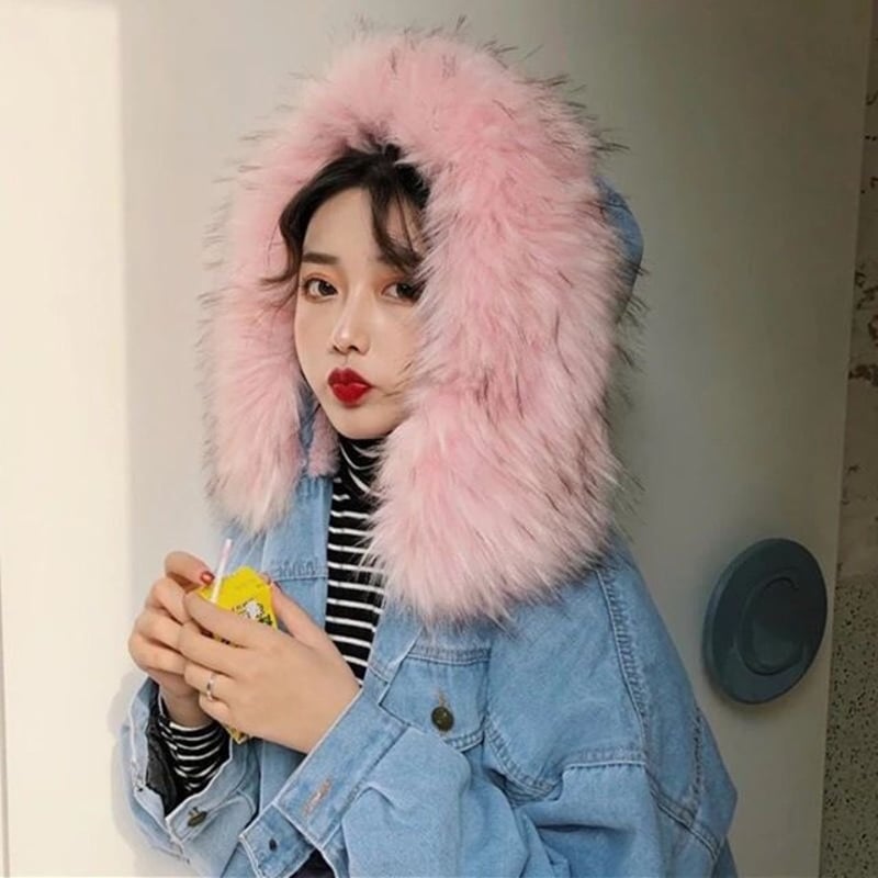 ビッグファーデニムジャケット デニムジャケット ファーコート