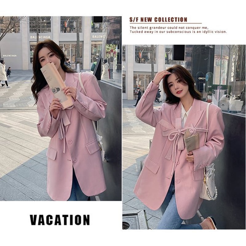 リボン付きテーラードジャケット テーラードジャケット 春 夏 秋