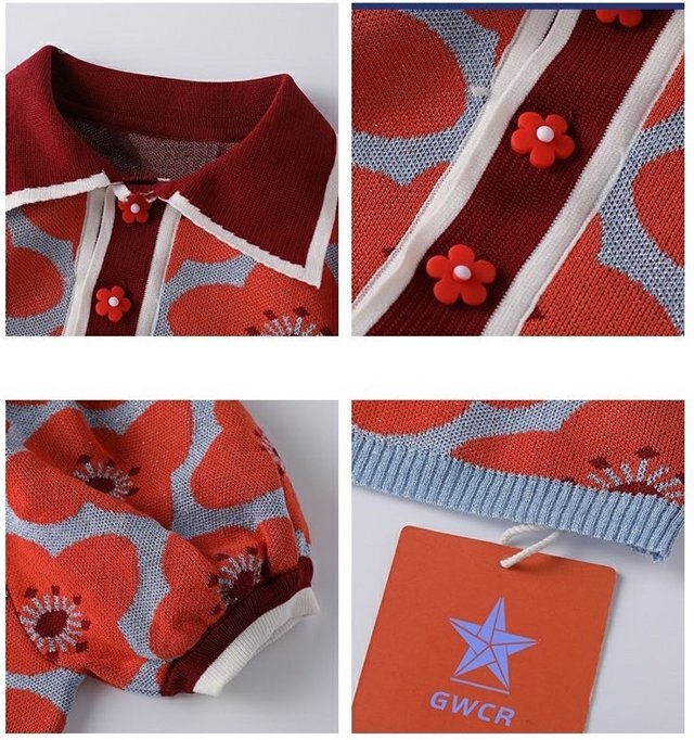ルネRené◆お花ブローチ付きサマーニット◆パフスリーブ半袖 ルネRené◇お花ブローチ付きサマーニット◇パフスリーブ半袖