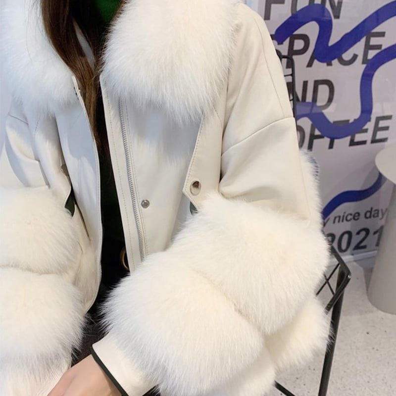 美品‼️ポールスミス レザージャケット（内ファー・毛皮・ボア）ワイルド＆ゴージャス フォックスファーレザージャケット ファーコート レザージャケット